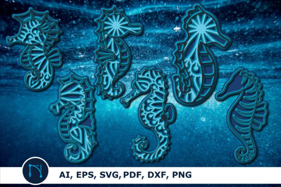 3D Mandala Seahorse SVG Bundle
