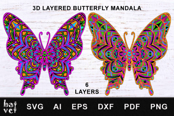 Butterfly Mandala 3D SVG Shapes