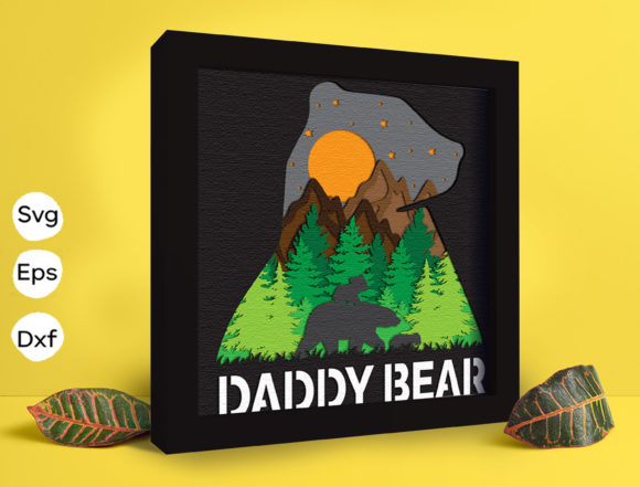 Daddy Bear Papercut Light Box 3D SVG