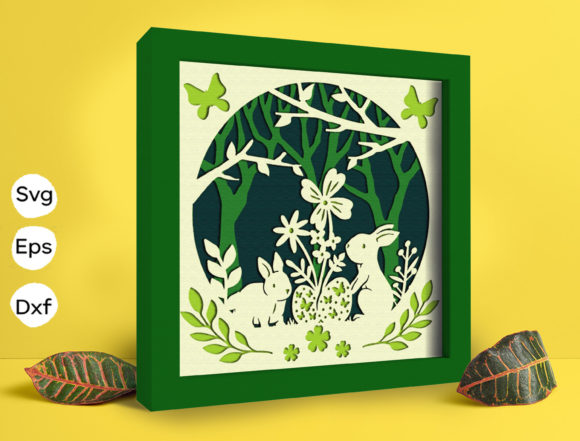 Easter Bunny Papercut Light Box 3D SVG