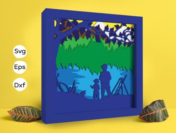 Father and Son Papercut Light Box
