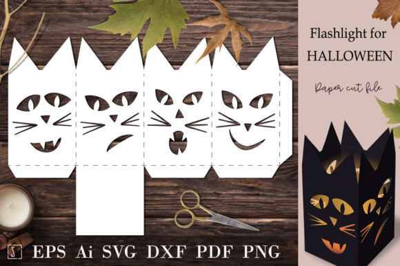 Flashlight Cats for Halloween. SVG