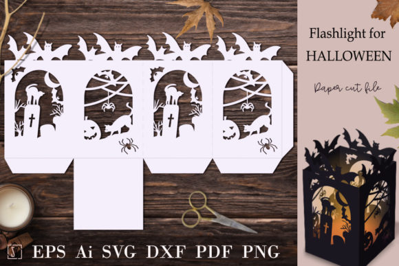 Flashlight for Halloween with Cats SVG