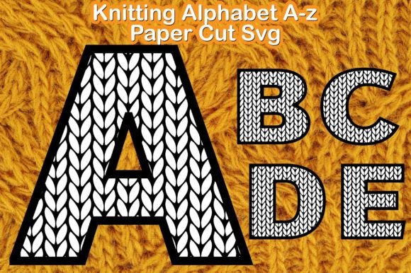 Knitting Alphabet a-z Paper Cut SVG