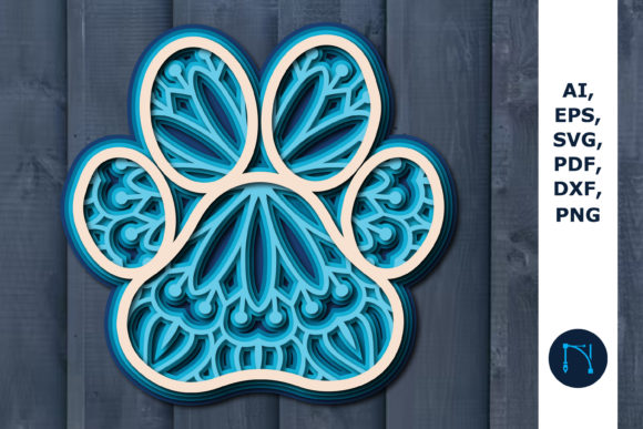 Layered Dog Paw SVG for 3D Shadow Boxes
