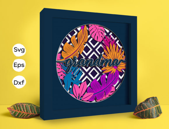 Leaves Grandma Papercut Light Box 3D SVG