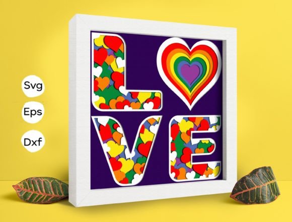 Love LGBT Papercut Light Box 3D SVG