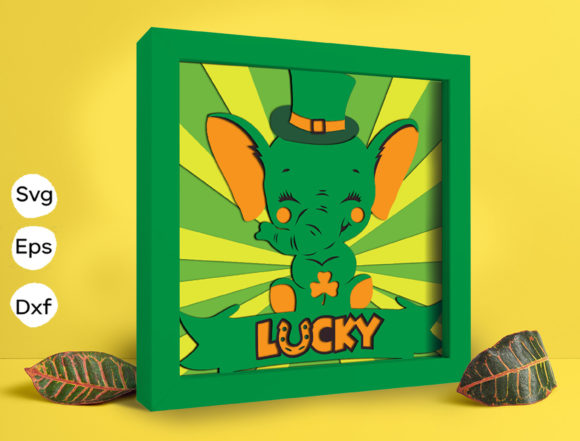 Lucky Elephant Papercut Light Box 3D SVG