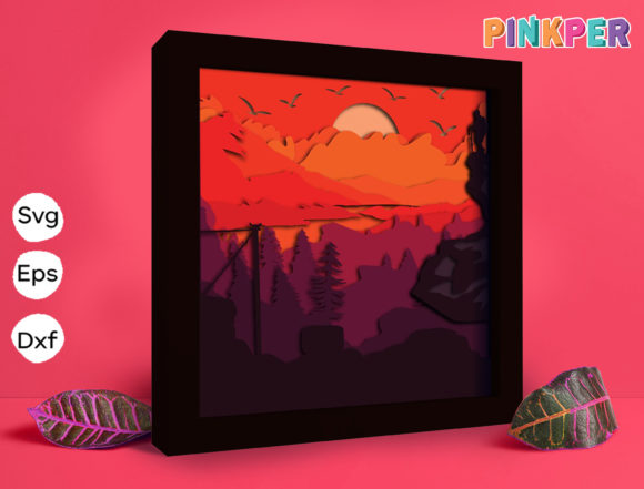 Mountain Climbing Papercut Light Box 3D SVG