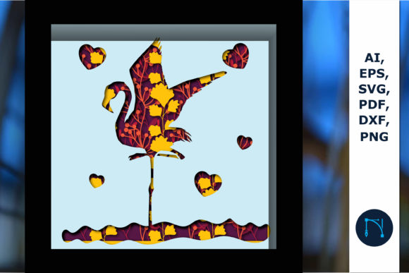 Multilayer Bird Shadow Box SVG with Leaf