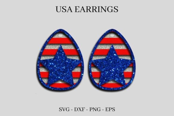 Patriotic Earrings SVG for 3D Independence Day Design