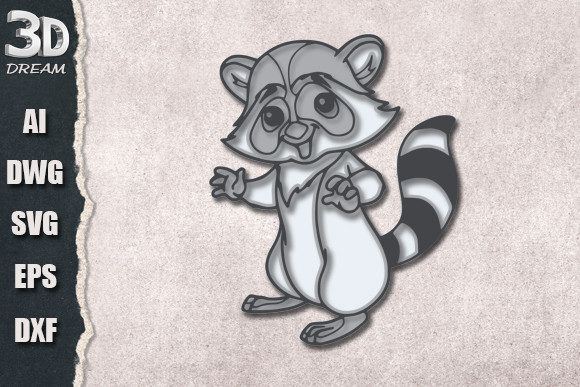 Raccoon 3D SVG Shapes