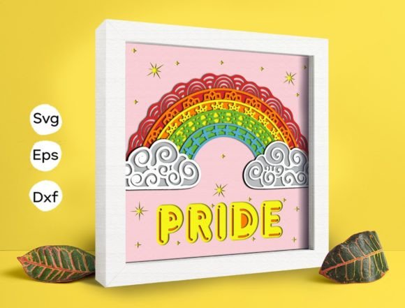 Rainbow LGBT Papercut Light Box 3D SVG