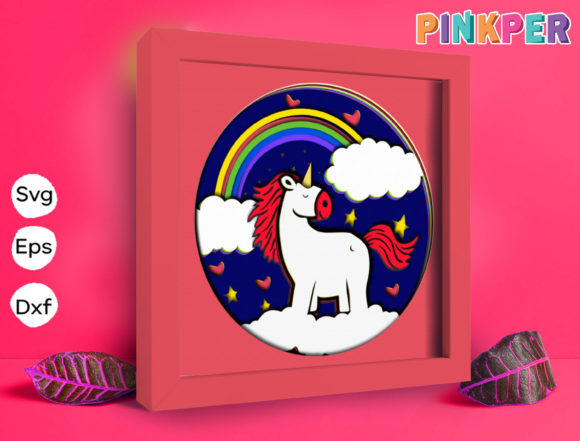 Unicorn Papercut Light Box 3D SVG